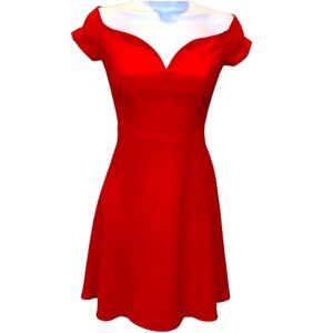 B.Darlin Cherry Fit & Flare Cocktail Dress With A True Sweetheart Neckline